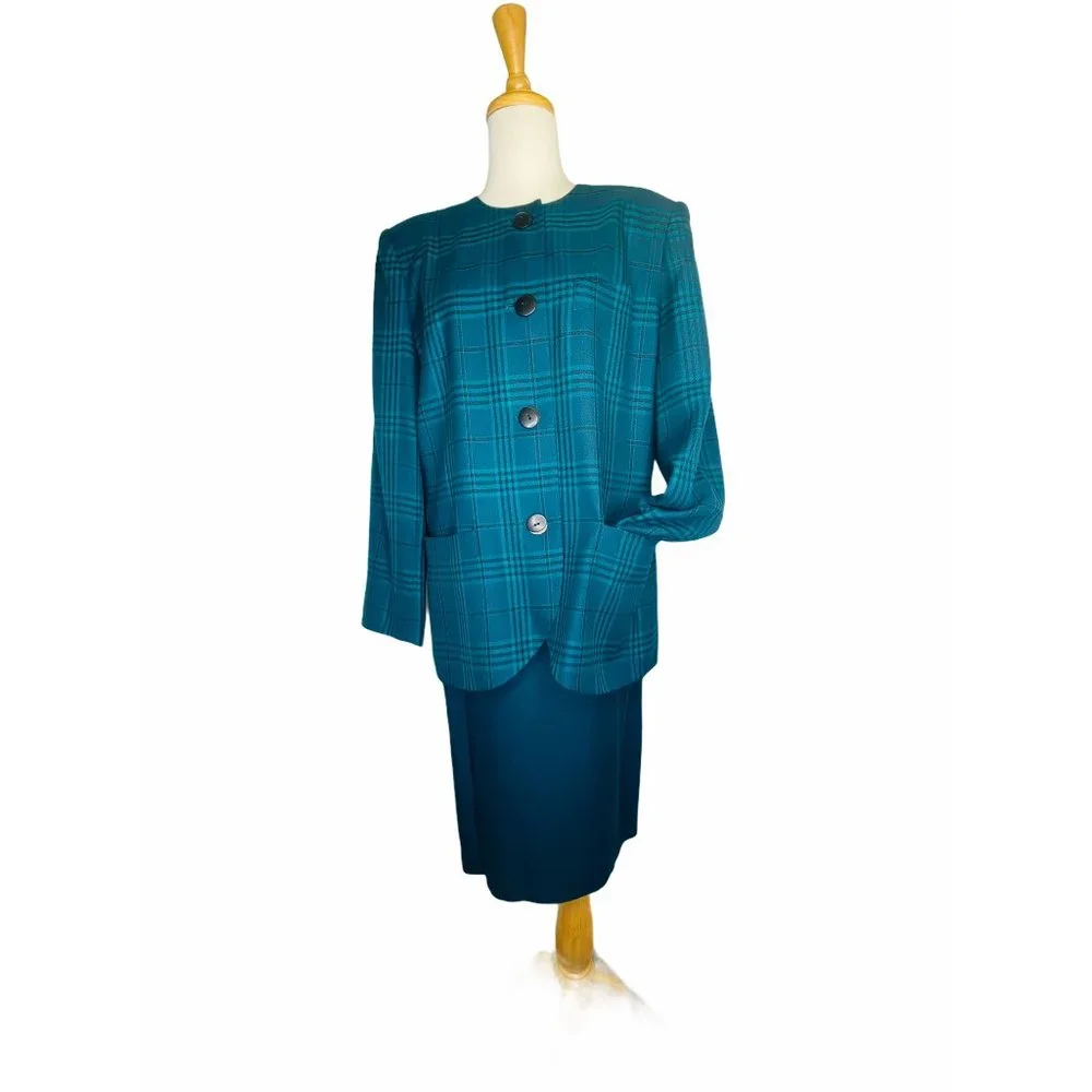 Kasper for ASL Vintage Skirt Suit Tartan Plaid 16 - Picture 10 of 12
